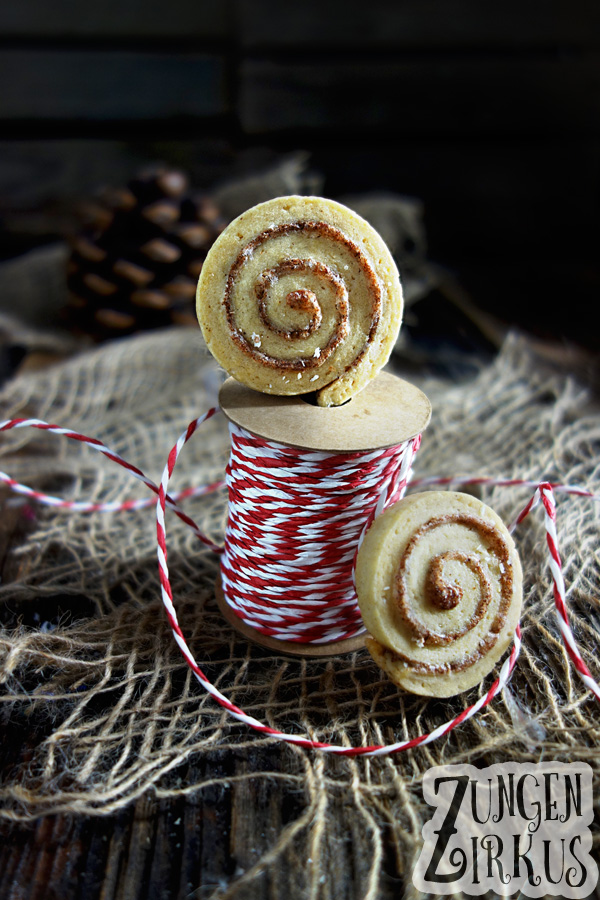 Zimtschnecken-Plätzchen. Gerollte Plätzchen für Weichnachten