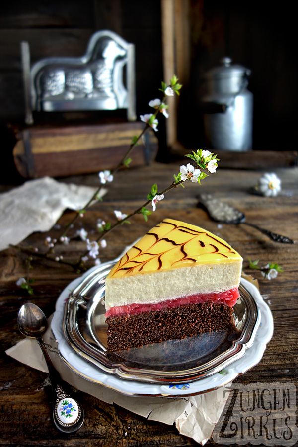 Rhabarber-Eierlikörtorte Ostertorte mit Schokoboden